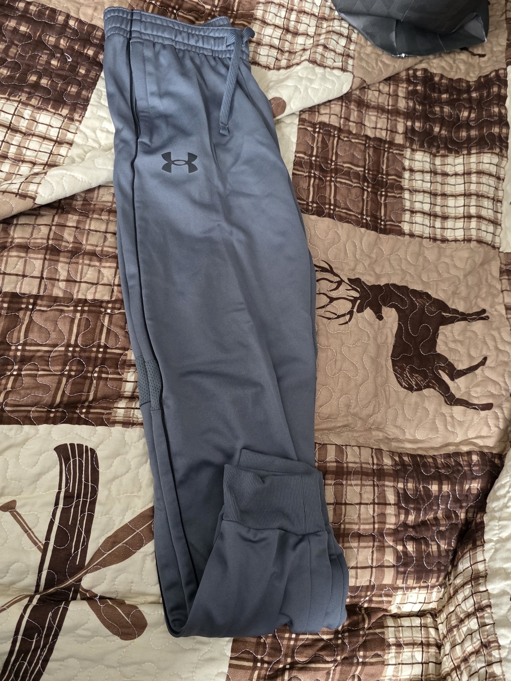 Under Armour Boys Slate Gray Athletic Jogger Shorts with Drawstring